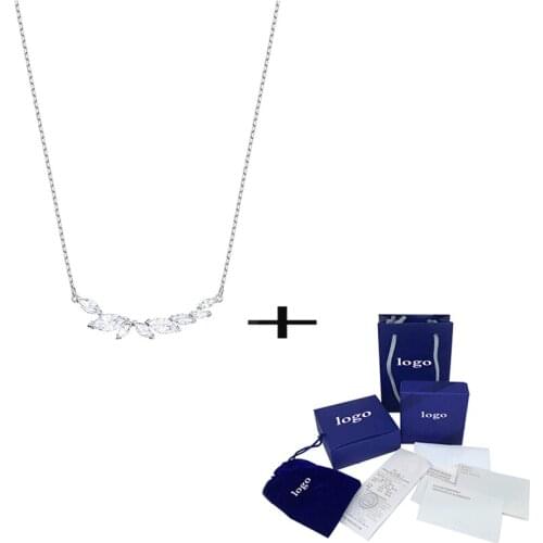 2021 new tree leaves Sparkling Crystal Pendant Necklace for women short chain