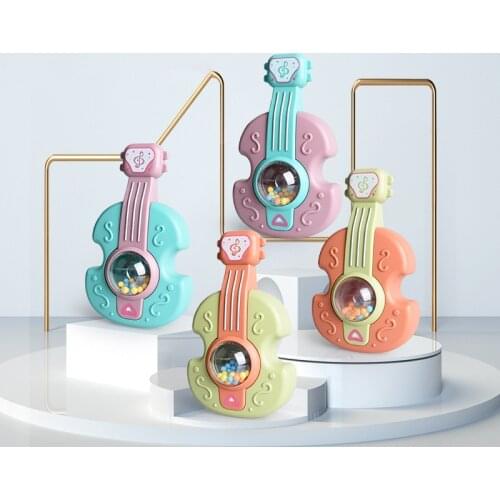 Kawaii 1pc Infant Educational Toys 0-3 Year Rattle Toy Baby Teether Grasp Rattle Musical Instrument Toy Guitar Horn Shape Rattle