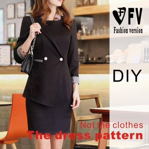Cutting pattern womens slim professional dress 1:1 garment sewing drawing BLQ-354