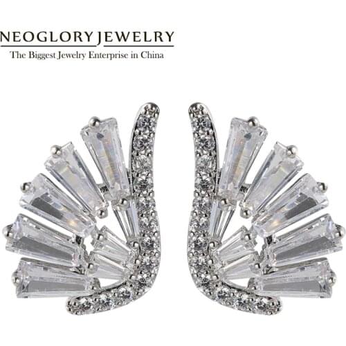Neoglory Angel wings Shape Fancy Cubic Zircon Stud Earrings For Women Girl Important occasion Night Out Accessories Gift for GF