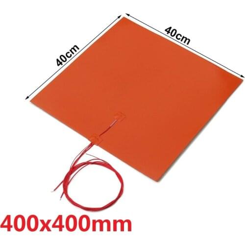 1400w 240V 400 x 400mm Silicone Heater Bed Heater Pad for 3D Printer Without Hole Heating Pad Orange 3D Printer Accessories