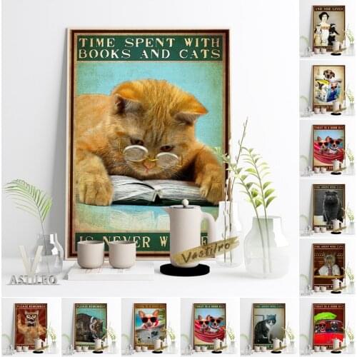 Funny Humor Animal Clipart Vintage Art Prints Wall Picture Poster Cheerful Mood Pet Memorial Gift Idea Cat Dog Lovers Home Decor