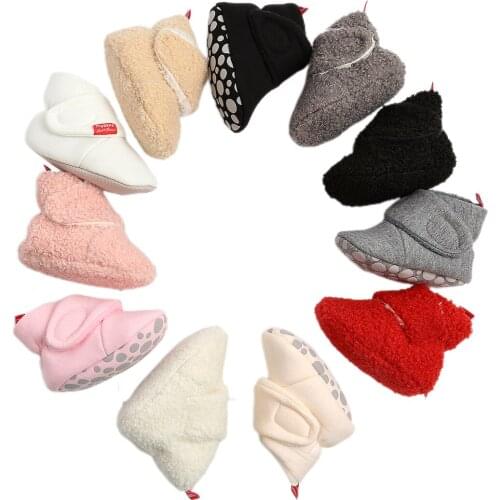 0-18M Baby Cozy Fleece Booties Unisex Infant Slippers Crib Shoes Non Slip Bottom Boys Girls