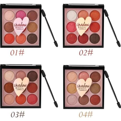 Lovely 9 Color Pearl Glitter Eye Shadow Powder Palette Matt Crystal Diamond Eyeshadow Cosmetic Makeup Tools