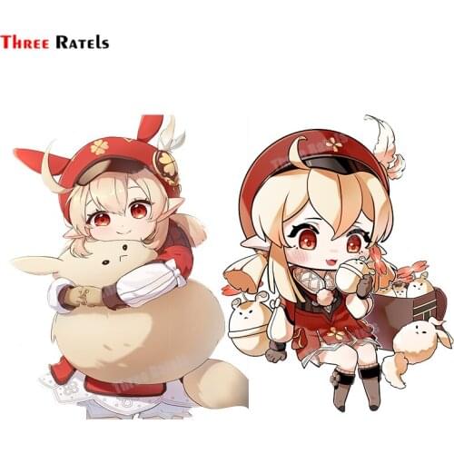 Three Ratels B160 Klee Dodoco And Jumpy Dumpty Genshin Impact Cute Anime Sticker For Peugeot 307 Luggage Laptop Decor Decals