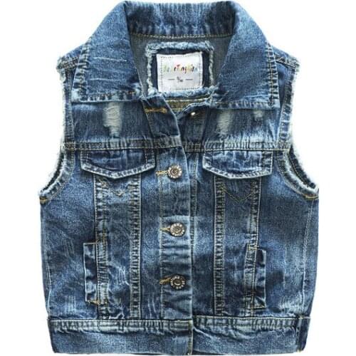 2020 Autumn spring New kids Denim vest boys girl Fashion trend hole Sleeveless coat baby toddler fashion sport children clothing