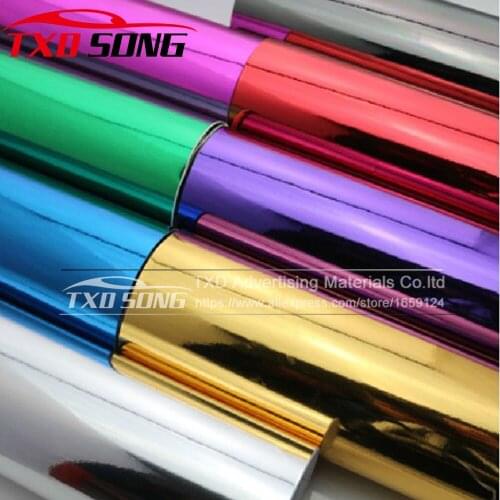 20cm x 152cm/Lot Premium quality Chrome mirror film 8 Colors Chrome mirror vinyl Sticker with air free bubbles by free shipping