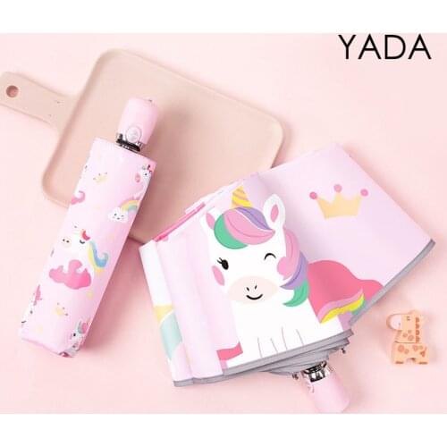 YADA Fashion 2021 Cartoon Horse Pattern Umbrella Clear Folding Automatic Umbrellas For Children Women UV Rain Umbrella YD200339