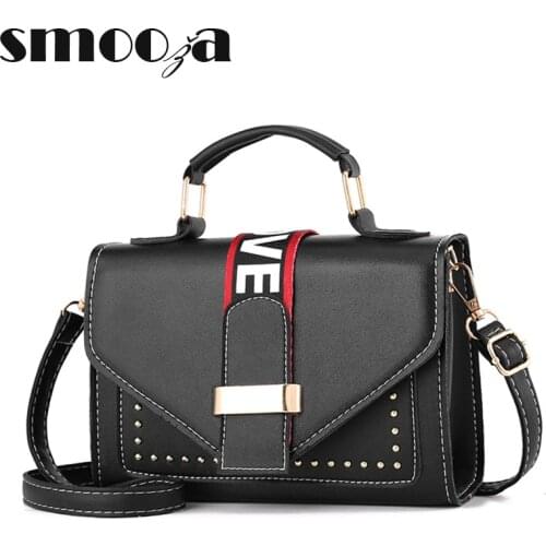 SMOOZA Bags For Women Solid Flap Fashion Messenger Bag Rivet Women Shoulder Bag Small Lady Handbags High Quality Purse