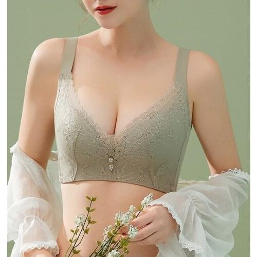 Ladies Sexy Lace Comfortable Bra Invisible One Piece Bra Underwear Seamless Solid Color Bra Underwear Medium Thin Bra