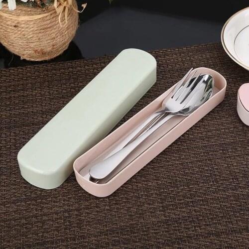 3 PCS / Set Stainless Steel Cutlery Creative Gift Portable Dinnerware Knive + Spoon + Chopstick with Box Outdoor Tableware