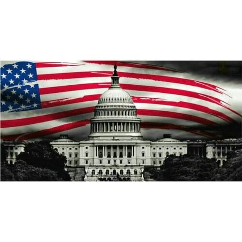 5d full square / round diamond painting usa flag 3d resin diamond mosaic American White House scenery crafts home decoration