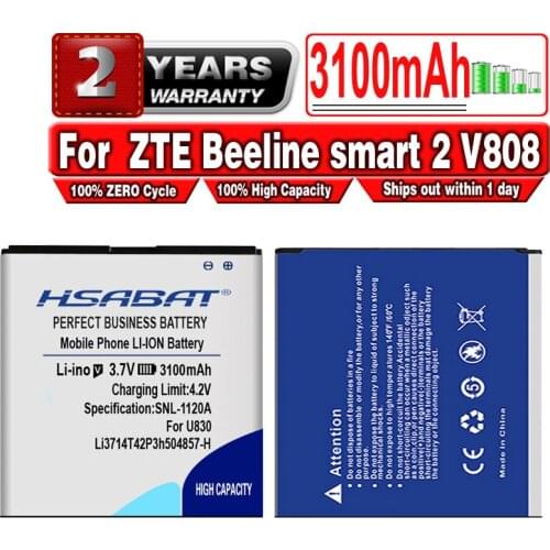 HSABAT Li3714T42P3h504857-H 3100mAh Battery for ZTE Beeline smart 2 V808 U880S U812 V788D U830 N788 U788 N789 N799D