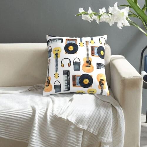 Seamless Pattern Yellow Musical Instruments pillowcase printed cushion cover sofa waist pillow pillow cover