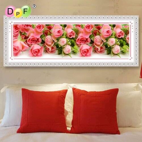 DPF diamond embroidery Rose Flowers Bloom Diy Diamond painting Cross Stitch For Bedroom round stone Full Crafts Gifts for family