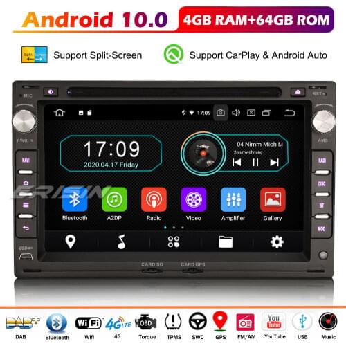 Erisin 6986 DAB+ Android 10.0 Car Stereo Autoradio 4G CarPlay GPS for VW Golf Passat Polo SKODA Seat Peugeot 307 Ford Galaxy