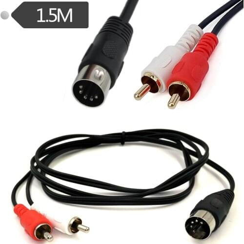 5-pin DIN to 2RCA lotus old audio equipment adapter cable 5 Pin Male Din 1.5m