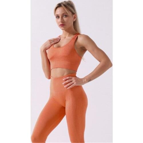 Pure Color Breathable Woman Clothing Sports Suit Yoga Set Top Workout Running Bra High Waist Seamless Leggings Fitness Clothing