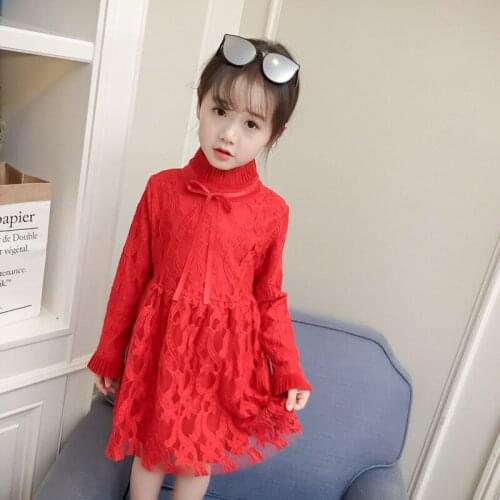 Hot Girls Clothing 2018 Spring and Autumn Dress Explosion Models Solid Color Lace Korean Princess Dress Trend Sweet Dress