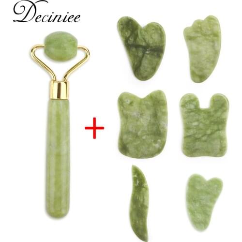 Face Massager Natural Stone Xiuyu Jade Roller Gua sha Scraper Guasha Quartz Set Facial Massage Tool Face Lift for Back Neck Body