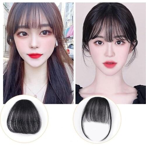 Fashion Women Fiber Synthetic Hair Clip on Air Bangs Hairpiece Front Fake Wigs