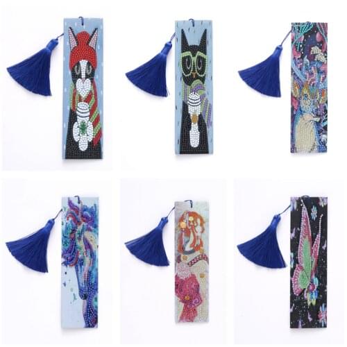 Cartoon Animal Diamond Painting Bookmark 5D DIY Special Shaped Diamond Embroidery Craft Tassel Book Marks for Books Crafts Gift