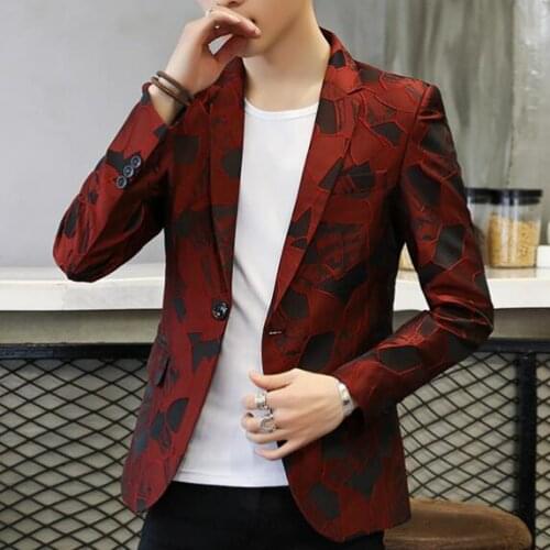 2021 Mens Spring New British Jacquard blazer Youth Fashion and Handsome Slim Casual Printed blazer