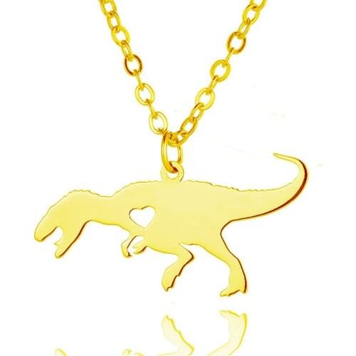 New Tyrannosaurus Charm Necklace Gold Color Silver Color Stainless Steel Tyrannosaurus rex Dinosaur Pendant Necklace Jewellery