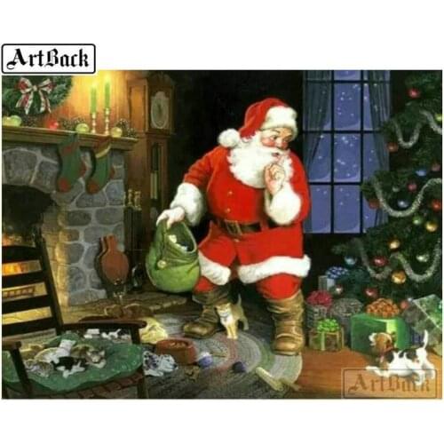 New Full square drill full 5d diy diamond painting christmas picture home decoration 3D resin diamond cross stitch santa 20x25cm