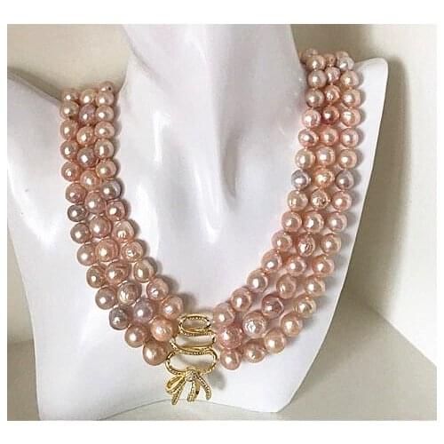 3rows freshwater pearl baroque multicolor reborn keshi necklace 18-20inch wholesale beads FPPJ