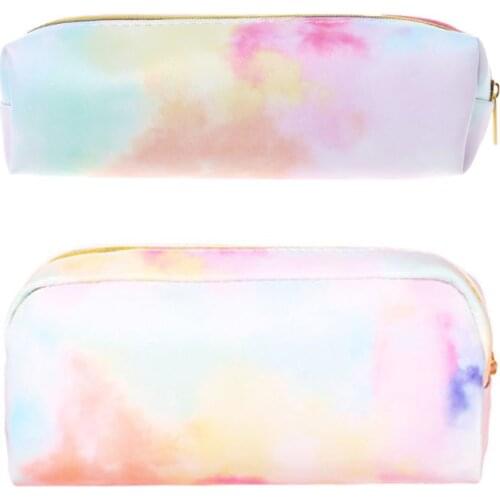 P82A Kawaii Pencil Case Colorful Pink Makeup Cosmetics Bag Pen Box Storage Pouch Case School Supplies Stationery