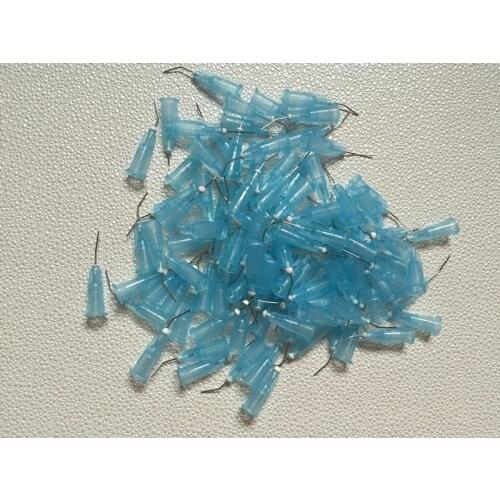 PRE BENT FLOW NEEDLE TIPS BLUE 25 GAUGE 100PCS FOR ETCH DENTAL GD