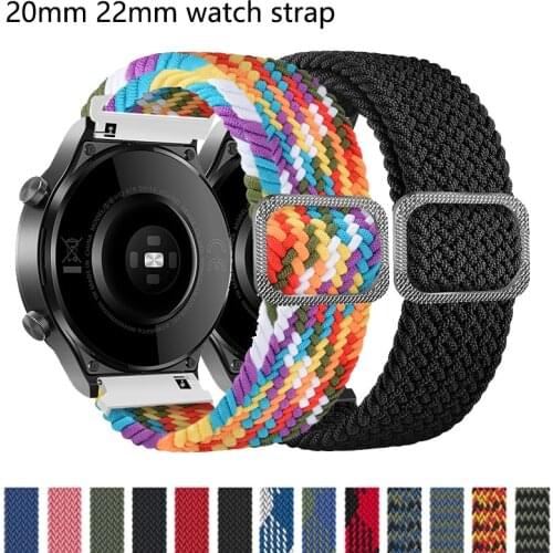 20mm 22mm watch strap Adjustable Braided Solo Loop for huawei watch GT2/Pro/2e for Samsung Galaxy watch 3 active2/Gear S3 band