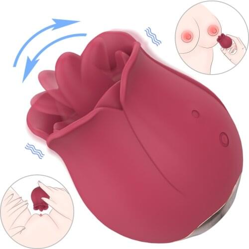 Rose Massager Clitoral Licking Vibrator Vibrating Tongue Vaginal Anal Stimulator Breast Nipple Massager Adult Sex Toys For Woman