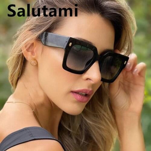 Unique Oversized Square Sunglasses For Women Vintage Luxury Brand Black Blue Gradient Elegant Rivet Sun Glasses Female Shades