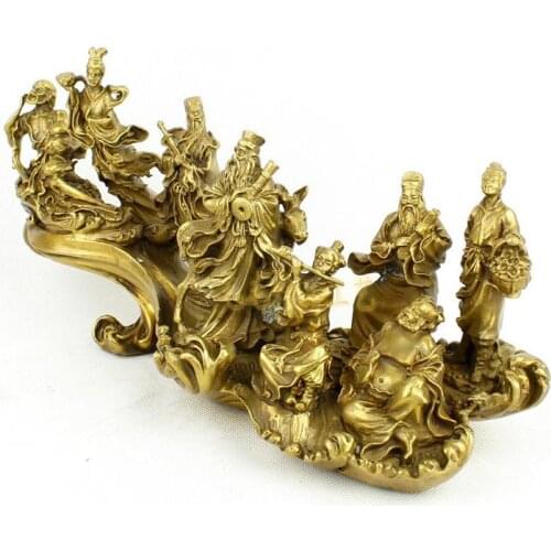 Antique Old Chinesae QingDynasty copper Statue/ Sculpture of Eight Immortals,handmade crafts,Collectibles / Home Decoration