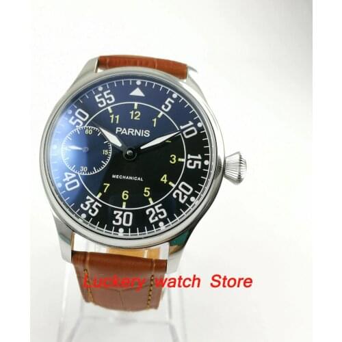 Vintage 44mm parnis classic mechanical mens watch luminous 17 jewels 6497 hand winding movement wrist watch -PM16
