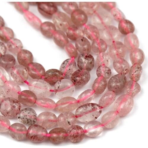 WLYeeS Irregular Natural Crystal beads Pink Strawberry Quartz Gravel Loose Spacer Beads for Jewelry Bracelets Making DIY 15