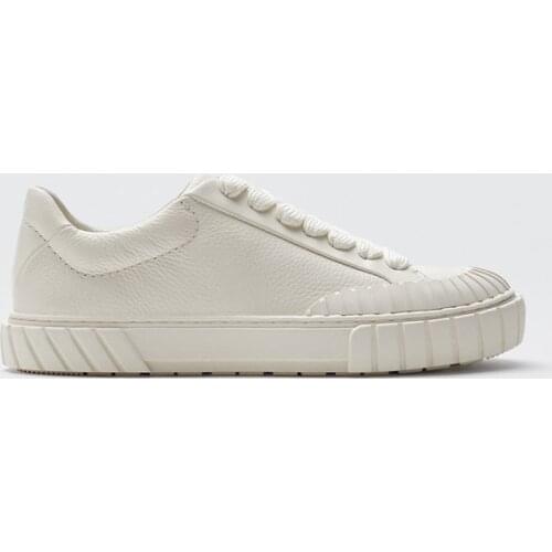 2021 Autumn Flat Platform White Shoes Female High-quality Leather All-match Flat Bottom Casual Flats Board Shoes Loafers Sneaker