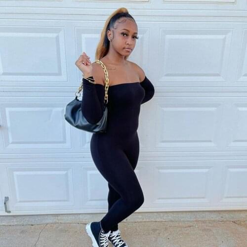 Long Sleeve Slash Neck Sexy Bodycon Jumpsuit Backless Rompers Winter 2021Spring Women Fashion Stretchy Jumper Streetwear Outfits