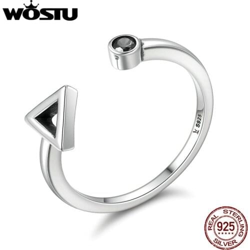 WOSTU Hot Sale 925 Sterling Silver Geometric Finger Rings For Women Silver Ring Jewelry Gift CQR144