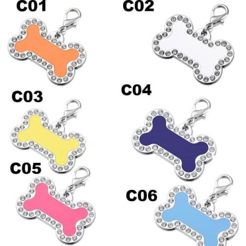10PC Rhinestone Dog Tag Pet ID Tag custom ID Tags for Big Pet Products Kirsite
