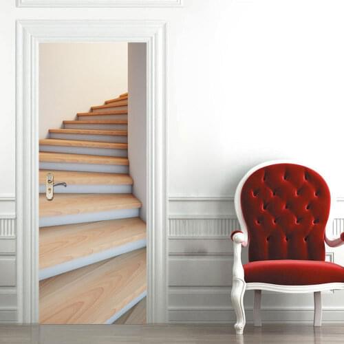 2Pcs/Set Stairs Door Art Decor Home Creative DIY 3D Door Stickers Pattern for Wall Room Home Door Decor Decoration Accessories