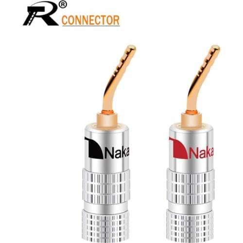 2PCS Red&Black Nakamichi Brass Gold Plated 4MM Banana Plug Aluminum Shell For Musical Speaker Cable Plugs