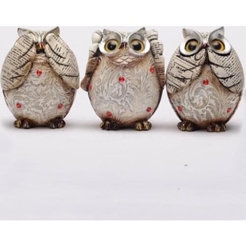 3 pieces for a lot Resin Owl Living Decoration Art Craft Toy Birthday Gift Owl