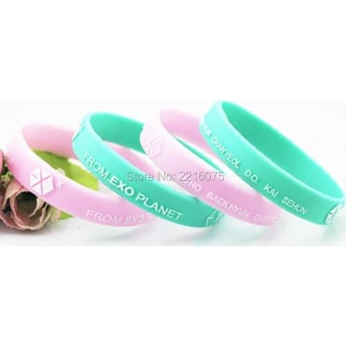 300pcs Pink green K-POP EXO K wristband silicone bracelets free shipping by DHL express