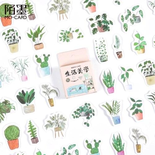 46Pcs/Pack Kawaii Cute Plants Cactus Mini Box Stickers Album Diary Scrapbooking Label School Office Supplies Bullet Journal n884