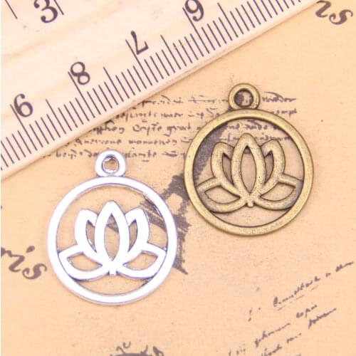 76pcs Jewelry Charms lotus flower 20mm Antique Silver Plated Pendants Making DIY Handmade Tibetan Silver Jewelry