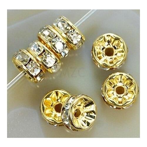 8MM White Spacer Metal Rondelle fg4 Loose Beads For Best DIY Jewelry Making bead fit Bracelet crystal