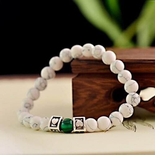 8mm Genuine White Turquoises Stone Bracelets For Women Yoga Charm Silver Color Lover Stretch Bead Bracelet Wholesale